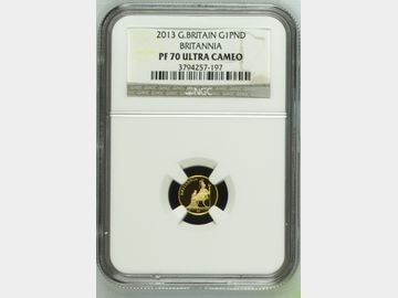 2013 ELIZABETH II GOLD 1/20oz PROOF BRITANNIA PF70 UCAM TOP POP!