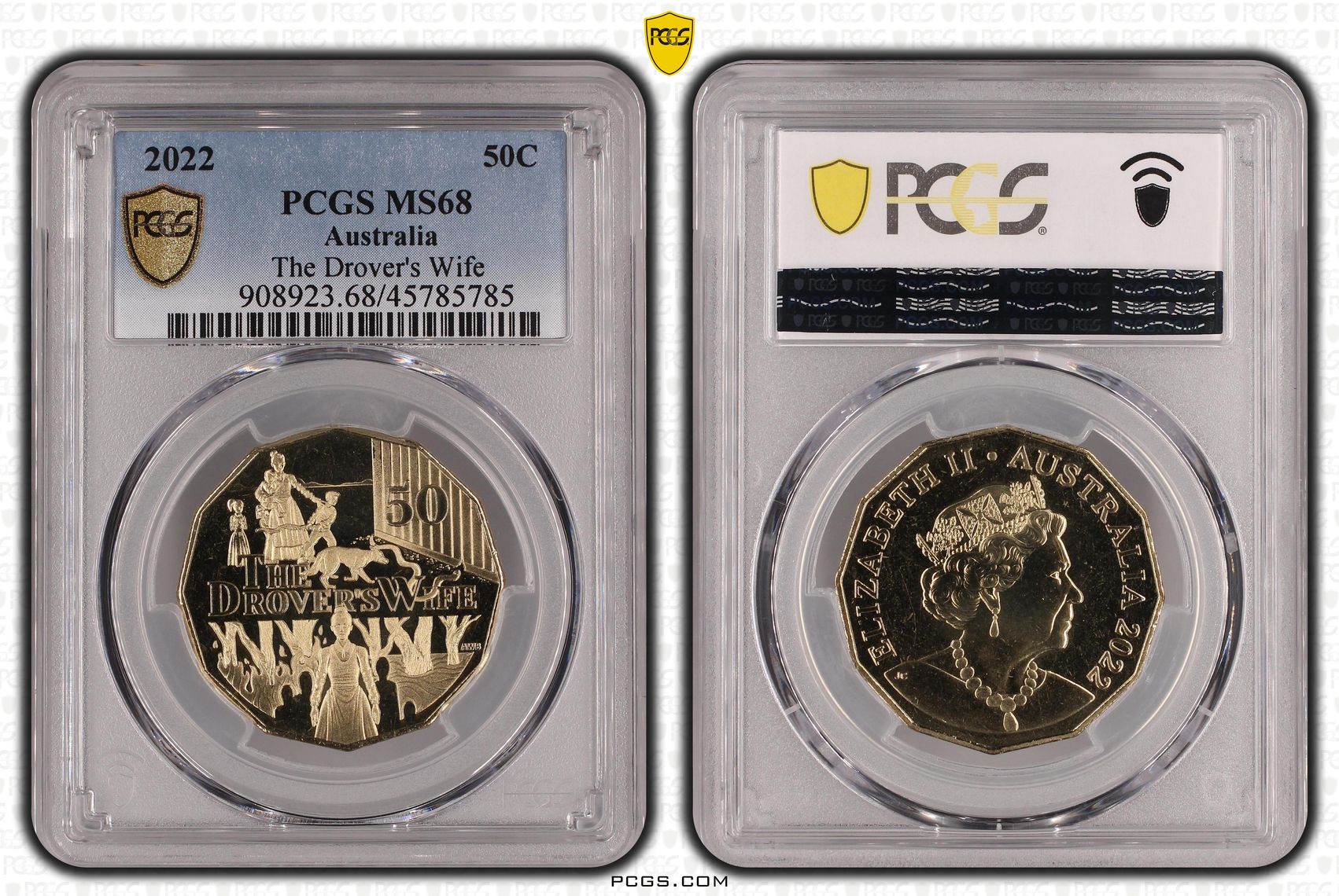 The Drover's Wife, Fifty Cent, 2022 POP Report 13/0, PCGS MS 68