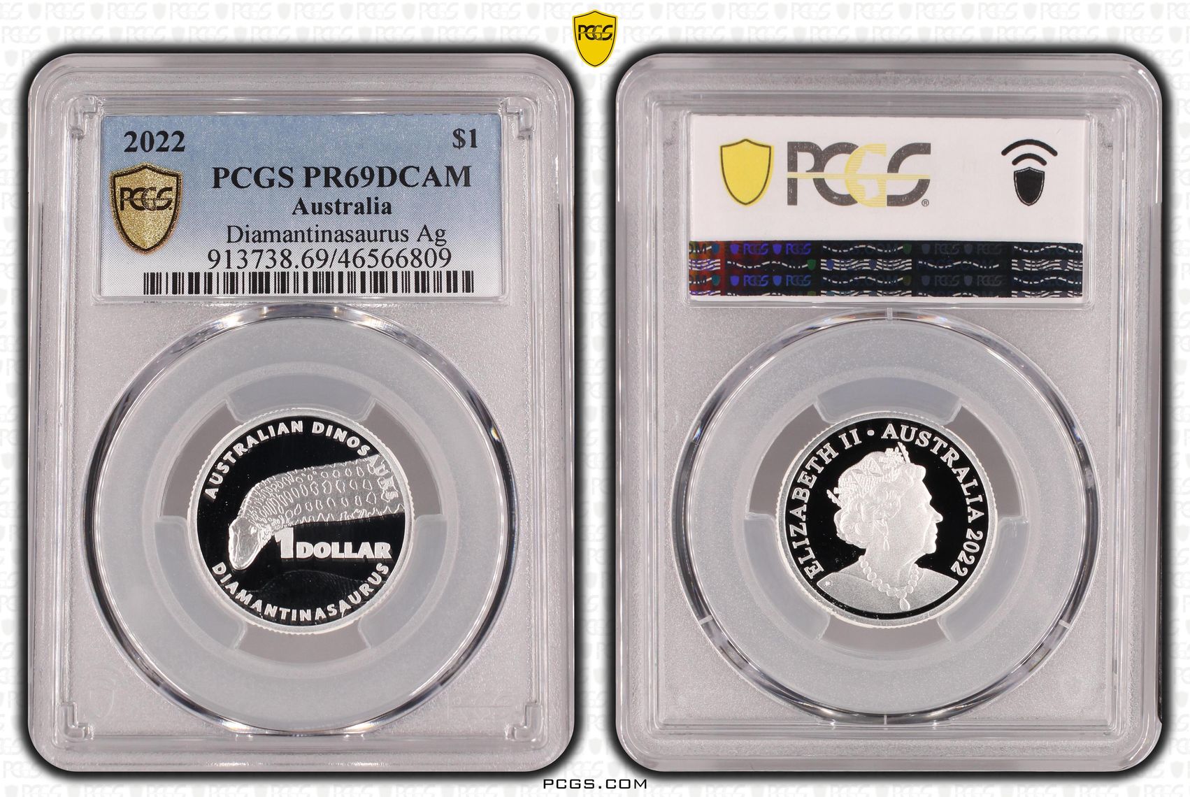 Diamantinasaurus Silver, One Dollar, 2022, PCGS PR69DCAM