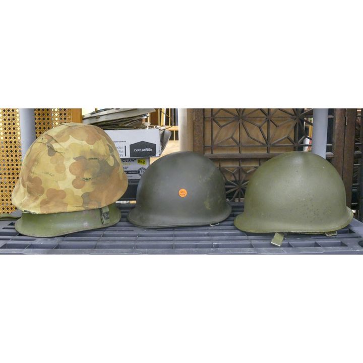 4pc Vintage US Army Helmets and Cammo