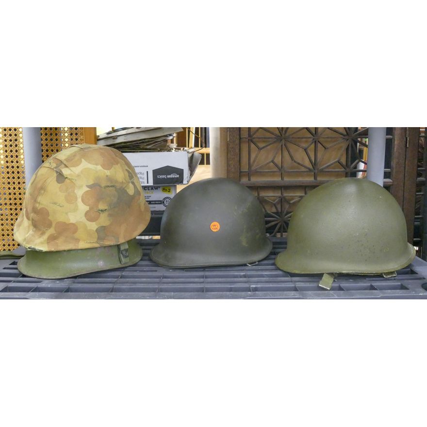 4pc Vintage US Army Helmets and Cammo
