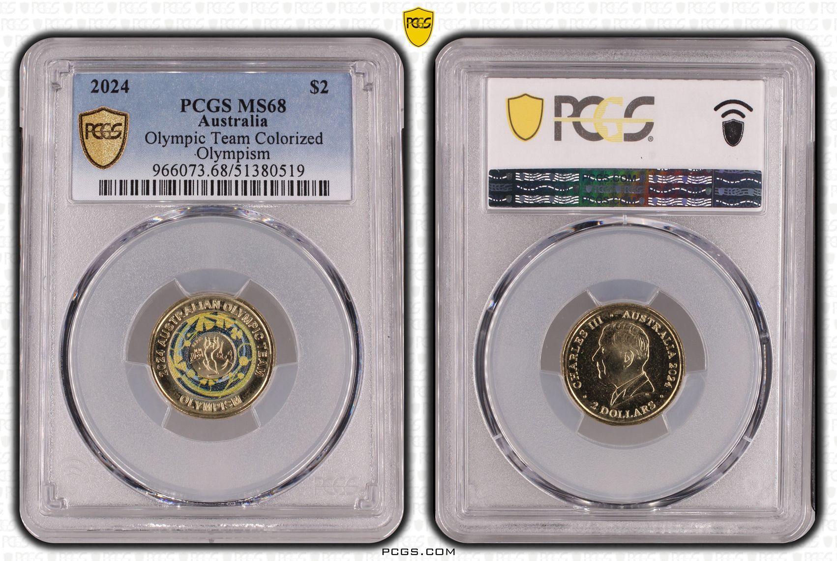 Olympic Team Colorized Olympism, Two Dollar, 2024, PCGS MS68