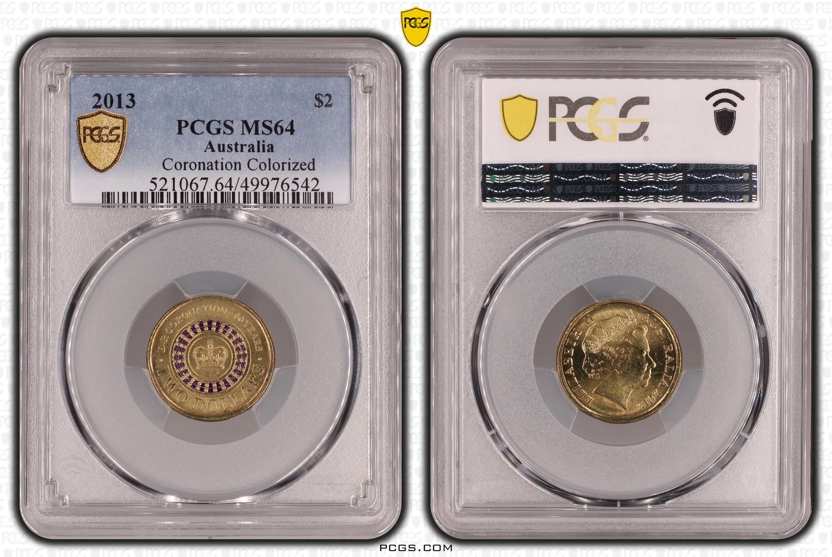 Coronation Colourised, Two Dollar, 2013, PCGS MS64