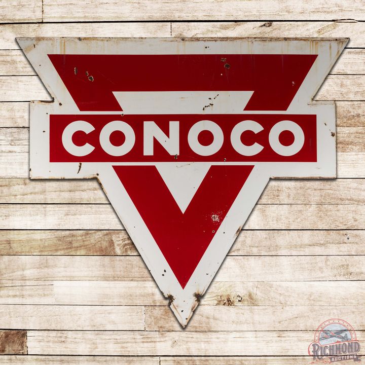 Conoco Gasoline 7' Die Cut Double Sided Porcelain ID Sign