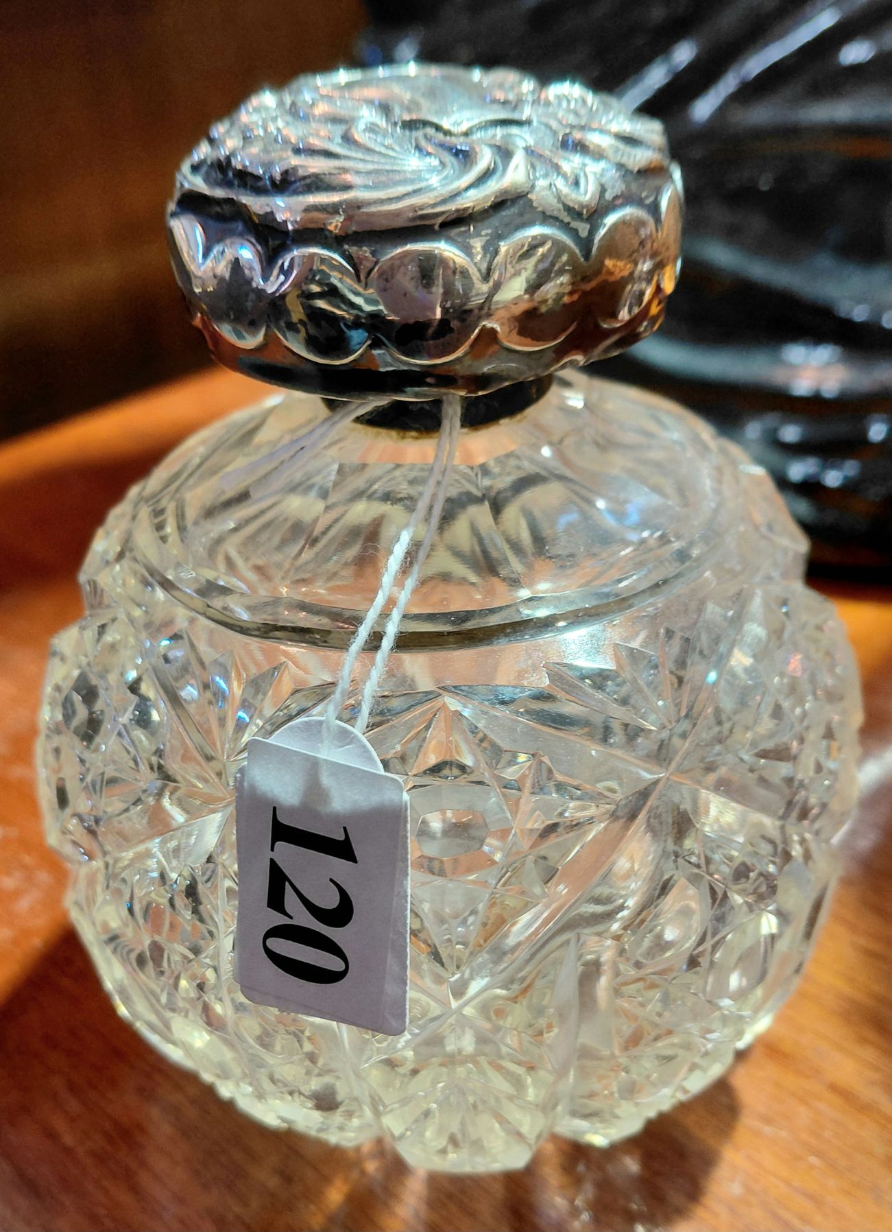 120 · CRYSTAL AND STERLING SILVER SCENT BOTTLE