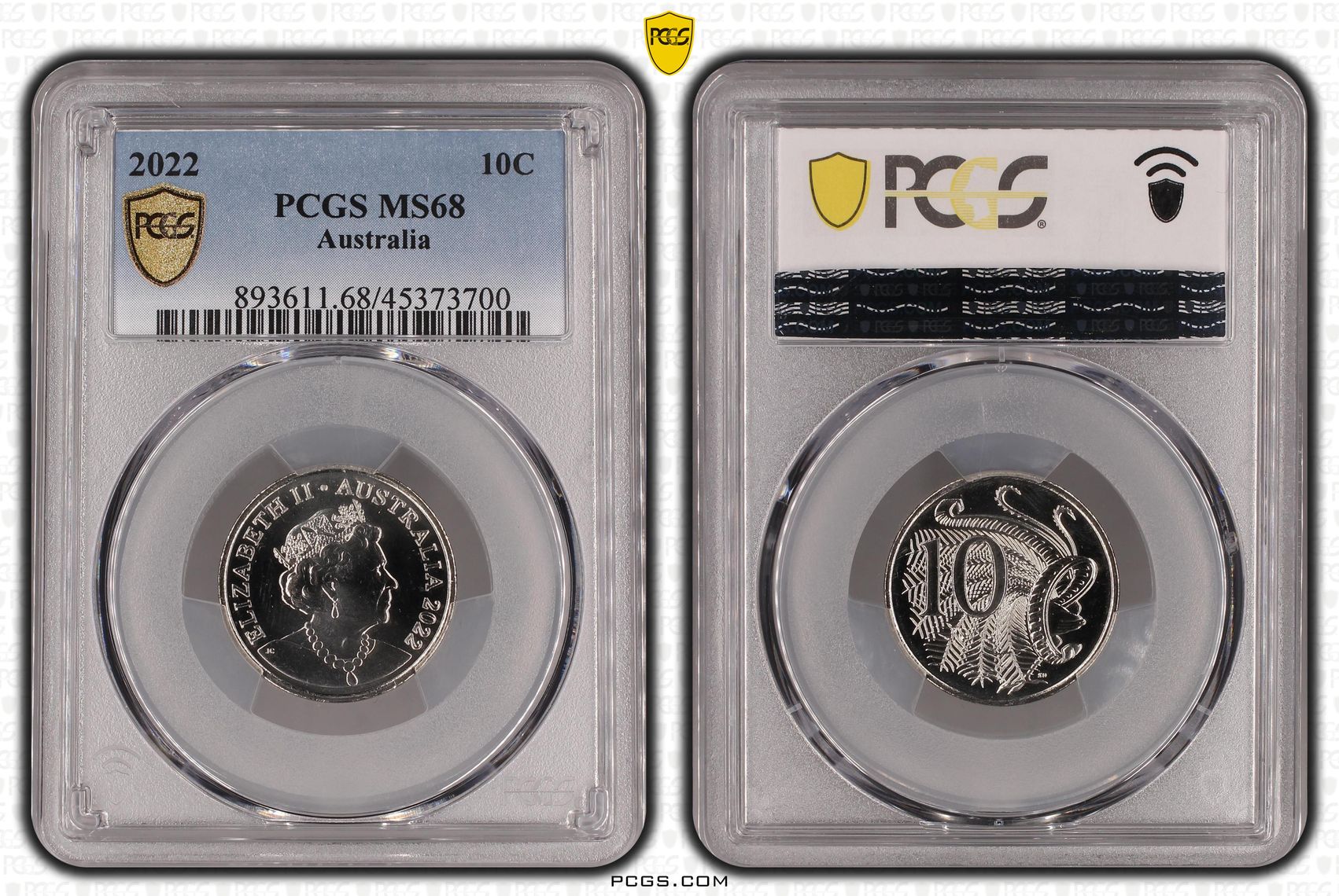 Elizabeth II, Ten Cent, 2022, PCGS MS68