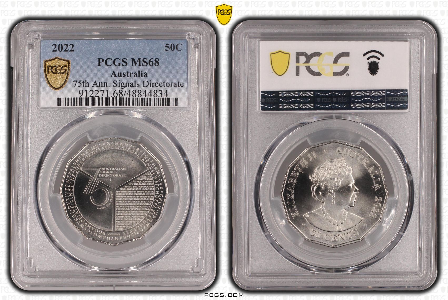 75th Ann. Signals Directorate , Fifty Cent, 2022, PCGS MS68
