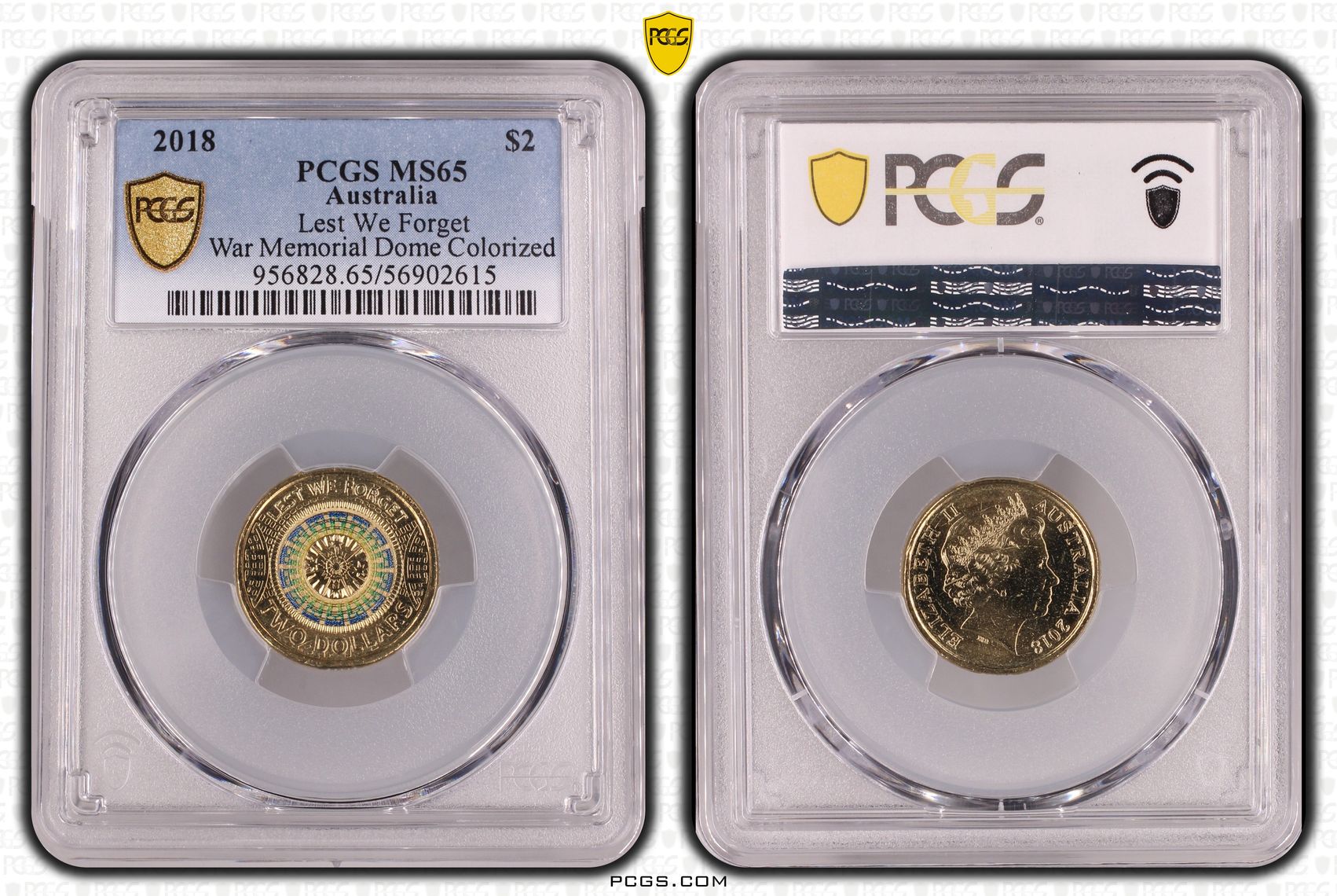 Lest We Forget - War Memorial Dome, Two Dollar, 2018, PCGS MS65