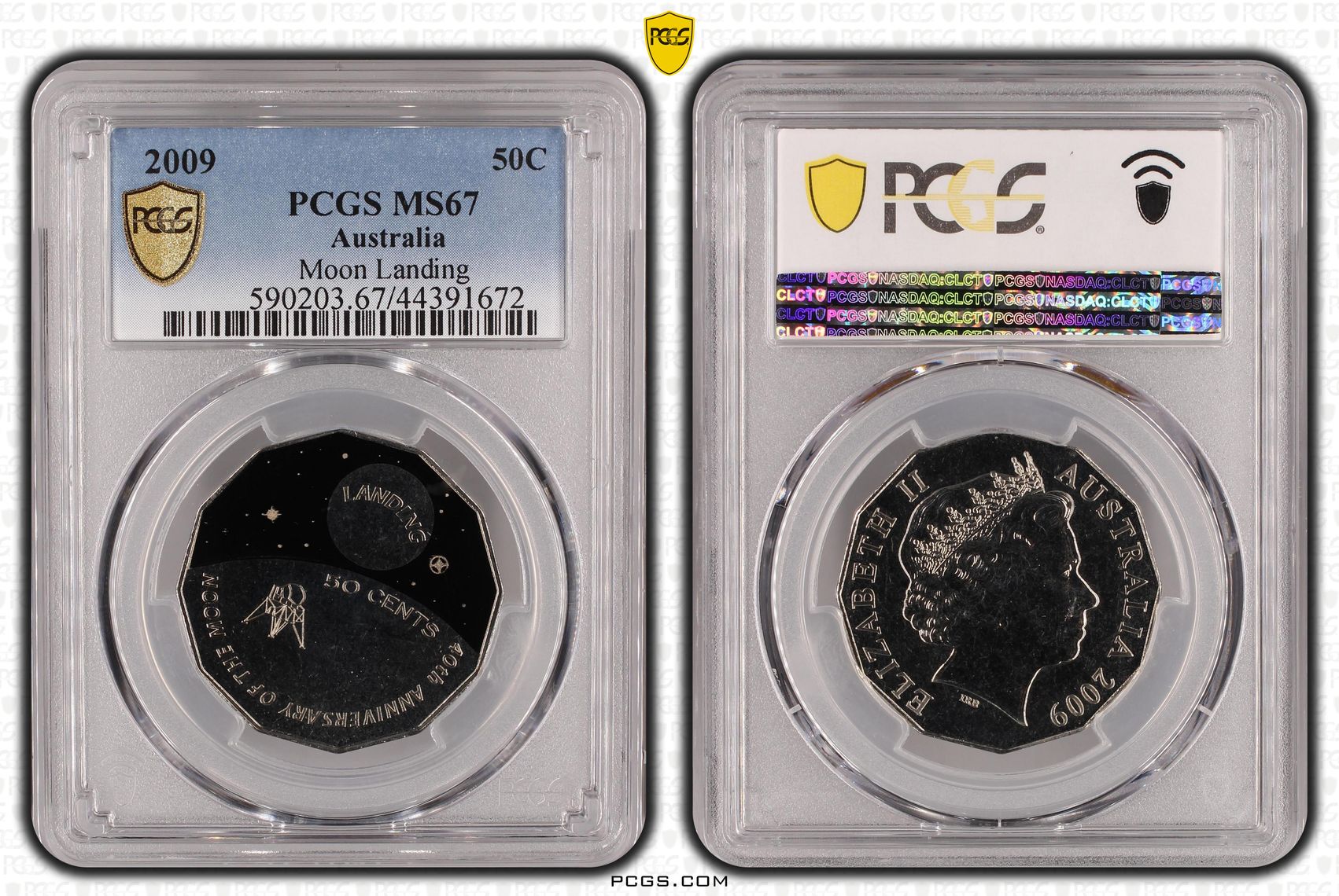 2009 Australia Fifty Cent, 50c Moon Landing PCGS - MS67 -672