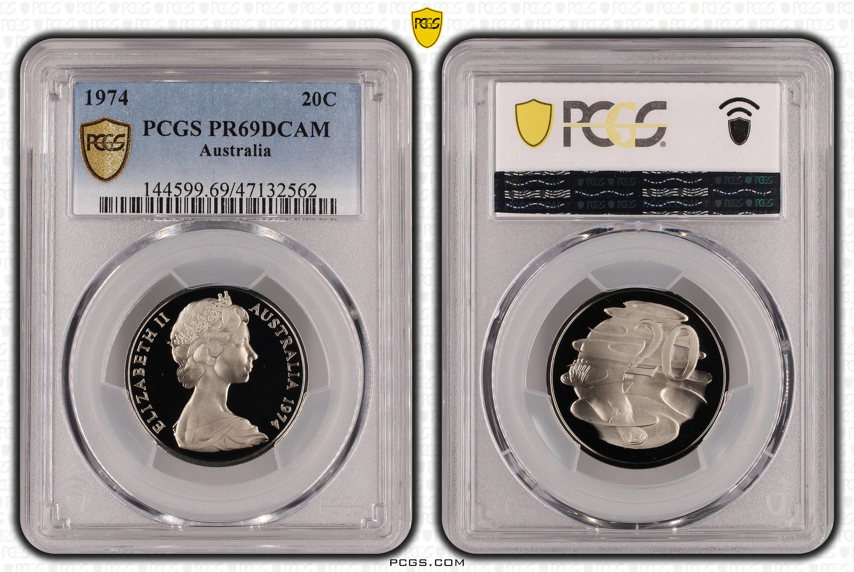 Elizabeth II, Twenty Cent, 1974, PCGS PR69DCAM