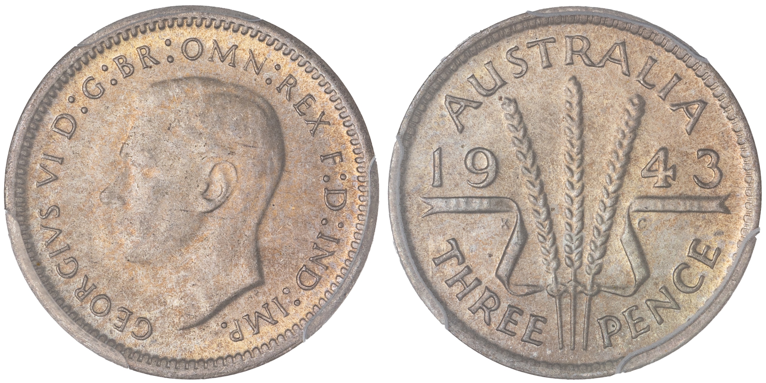 George VI, Threepence, 1943, PCGS MS65
