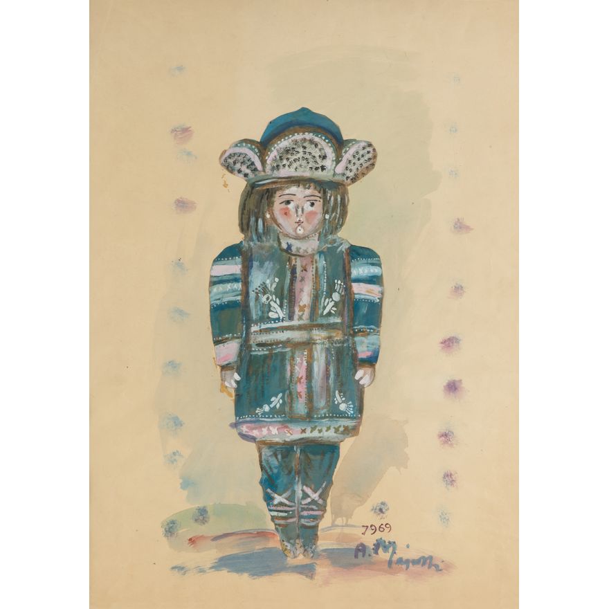 Andrzej Kreütz-Majewski | Projekt niebieskiego kostiumu do baletu Petrushka Igora Stravinskyego, 1969 r.
