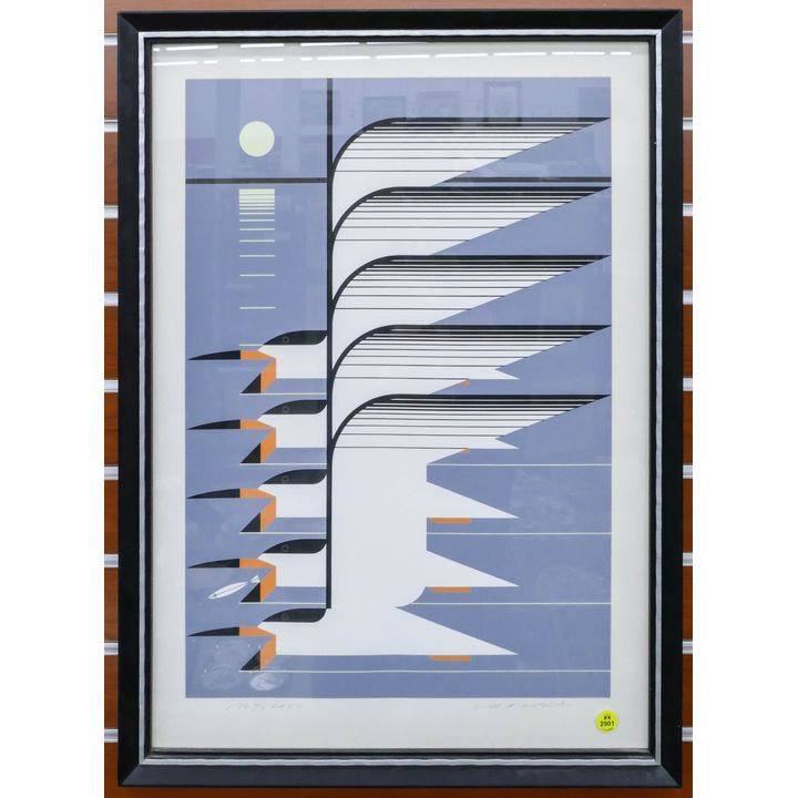 Charlie Harper 'Skimmerscape' S/N Bird Serigraph Framed- 26x19''