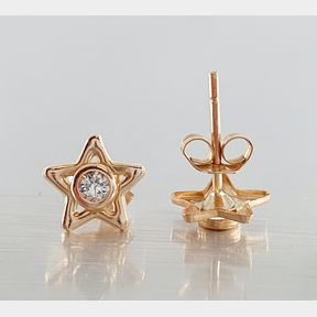 9CT YELLOW GOLD STAR EARRINGS WITH CUBICS - 51929/1280