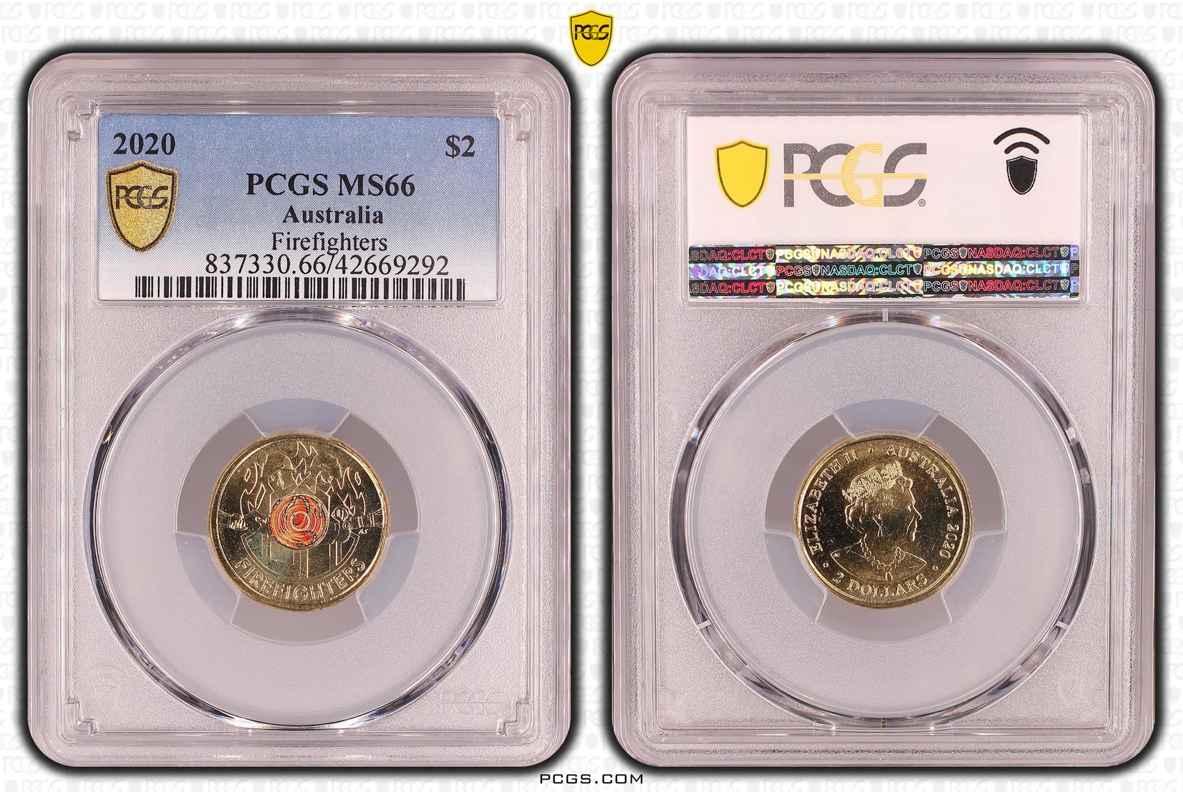 2020 Australia Two Dollar, $2 Firefighters PCGS - MS66 -292