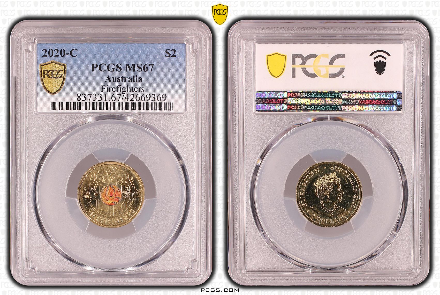 Elizabeth II, Firefighters, Two Dollar, 2020-C, PCGS MS 67