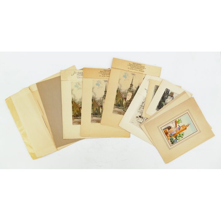 Portfolio of Small Watercolors & Etchings 11.5'' x 8.5 Largest