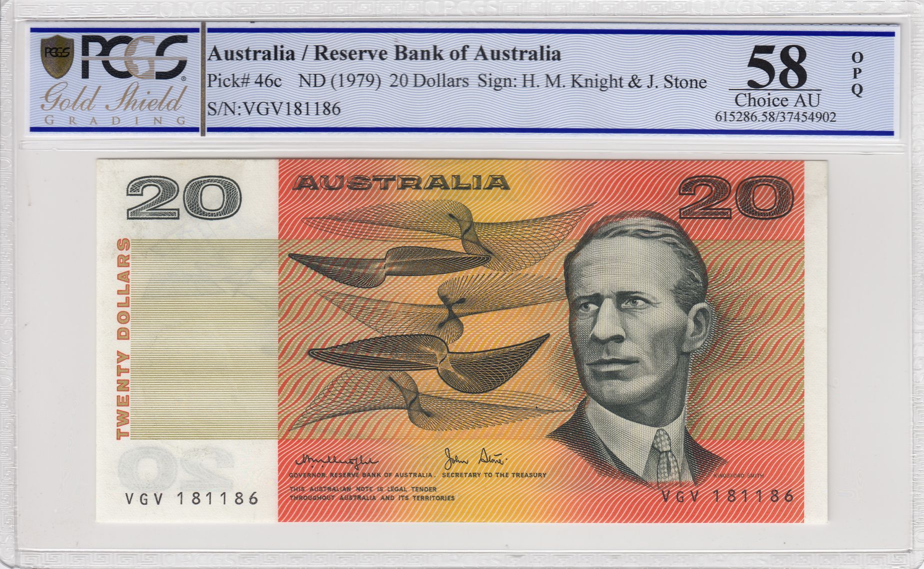 Knight/Stone, Twenty Dollars, 1979, PCGS 58 Choice AU