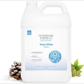 128 OZ VETERINARY FORMULA SMART COAT COMPLEX SNOW WHITE SHAMPOO FOR DOGS AND CATS, 128 FL OZ / 1 GAL GENTLY REMOVE STAINS & YELLOW