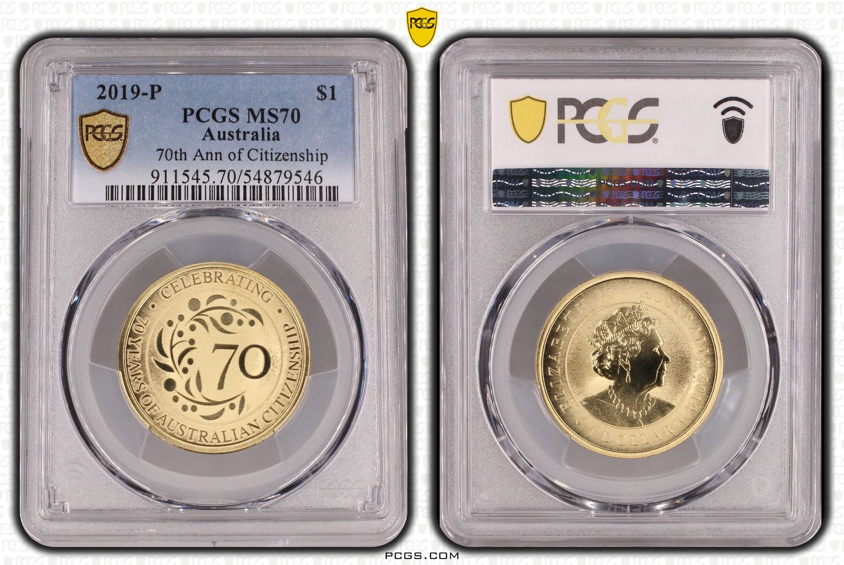 70th Ann of Citizenship, POP 2/0, One Dollar, 2019-P, PCGS MS70