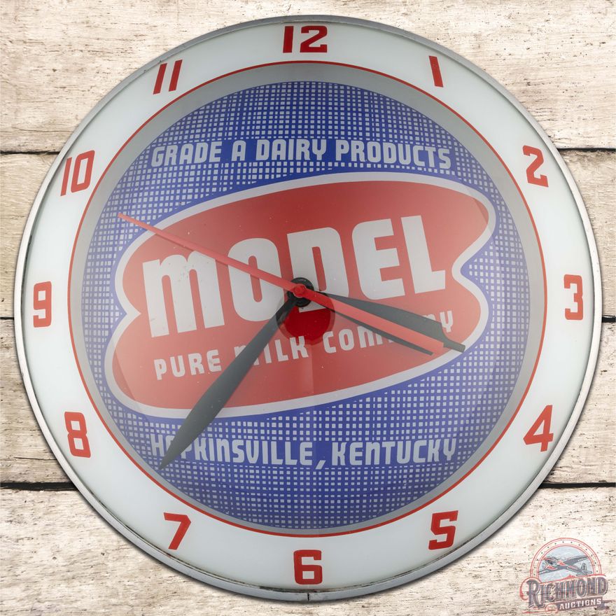 Model Pure Milk Company 15" Double Bubble Advertising Clock Hopkinsville KY