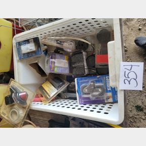 Container of New Electric Plugs, Switches and Caster Wheels