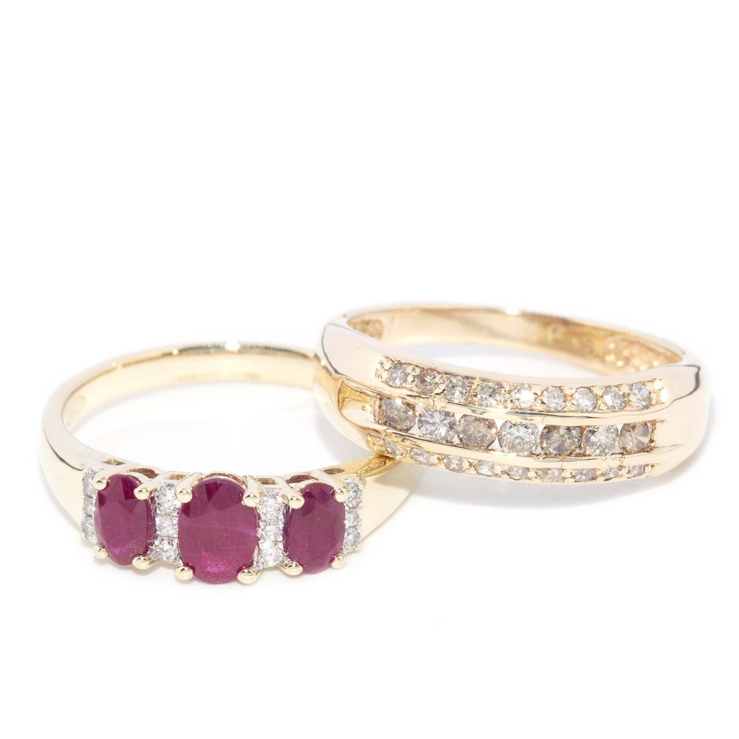 166 · Treated Ruby & Diamond Ring in 9ct Gold