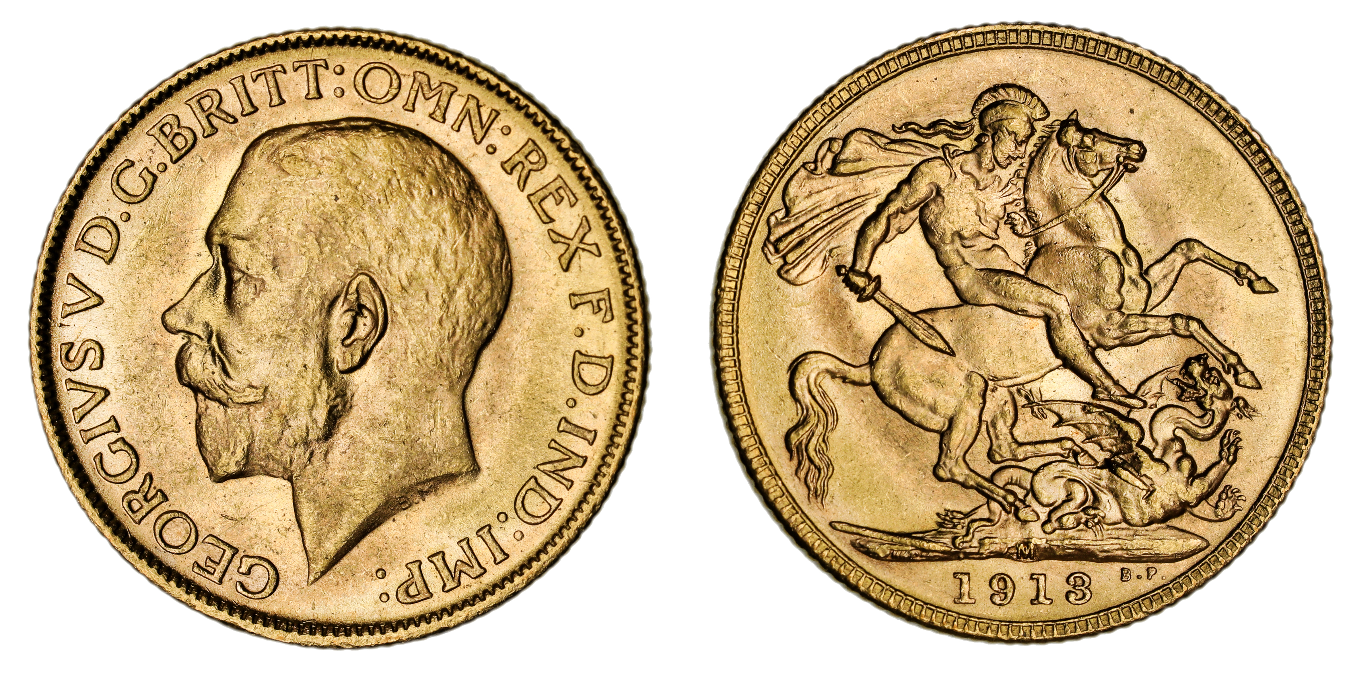 George V, St. George Reverse - Melbourne Mint, Sovereign, 1913, UNC