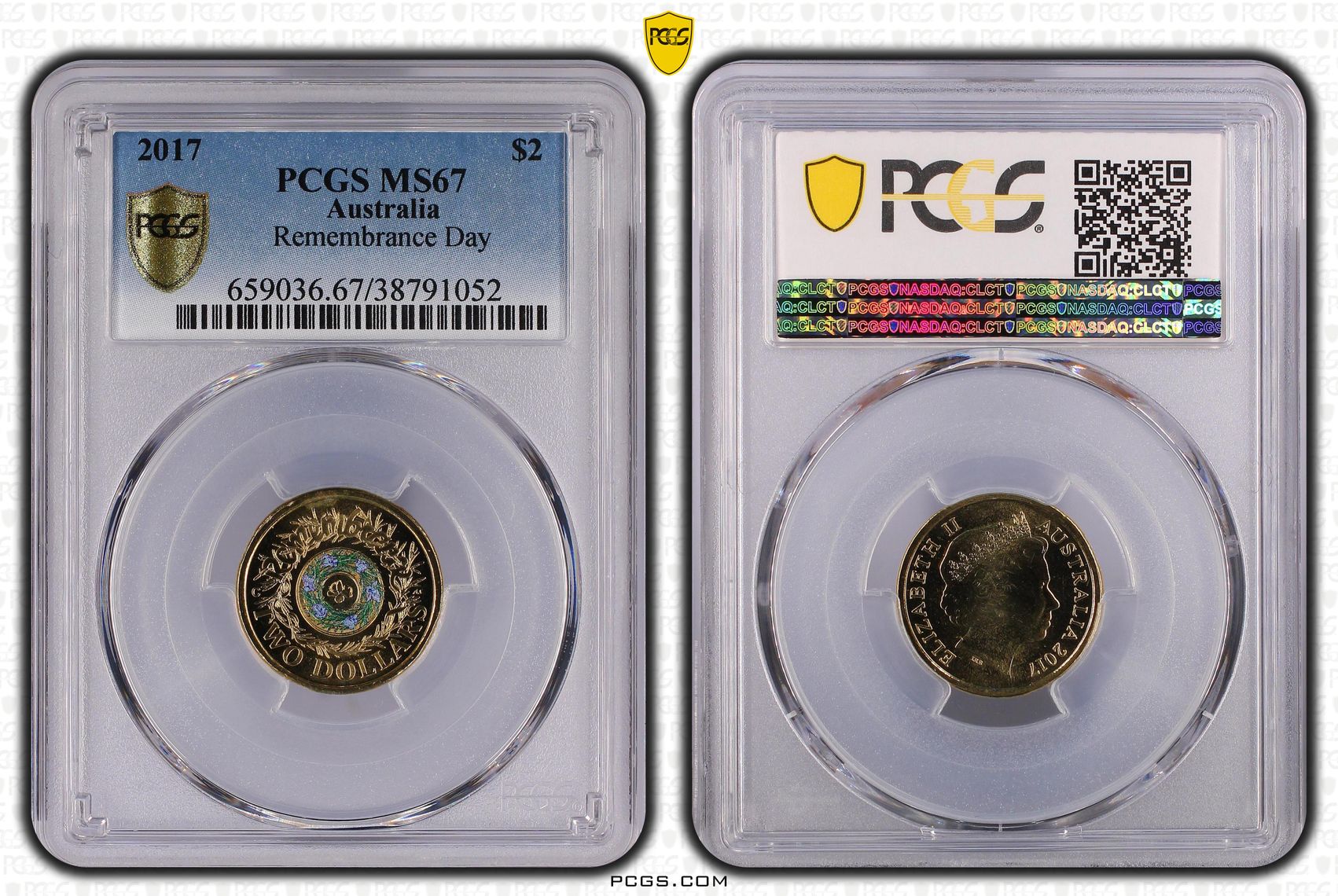 2017 Australia Two Dollar, $2 Remembrance Day PCGS - MS67 -052