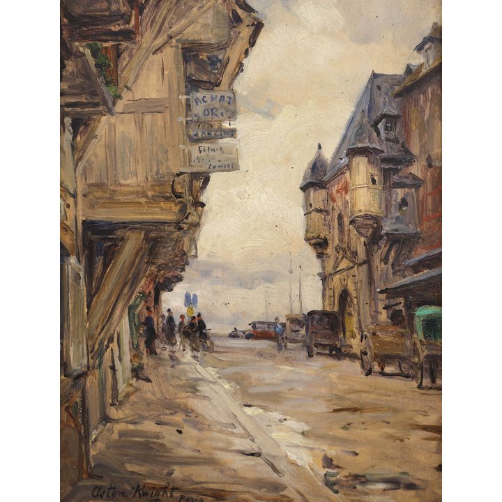 Louis Aston Knight ''Honfleur, Quai Sainte Catherine" Oil