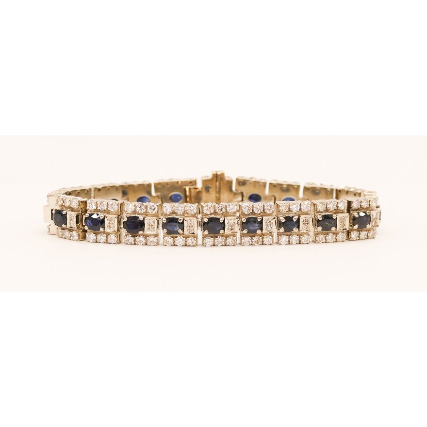 Lady's Platinum Sapphire & Diamond Art Deco Cocktail Bracelet
