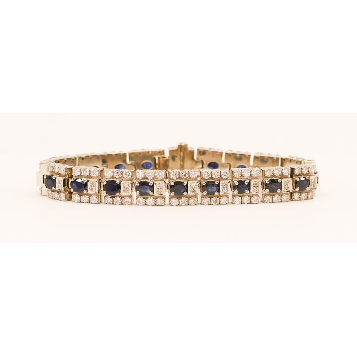 Lady's Platinum Sapphire & Diamond Art Deco Cocktail Bracelet