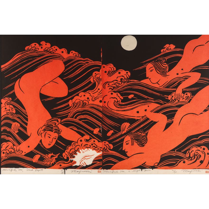 Mayumi Oda ''Merciful Sea'' (Diptych) 1982 Silkscreen