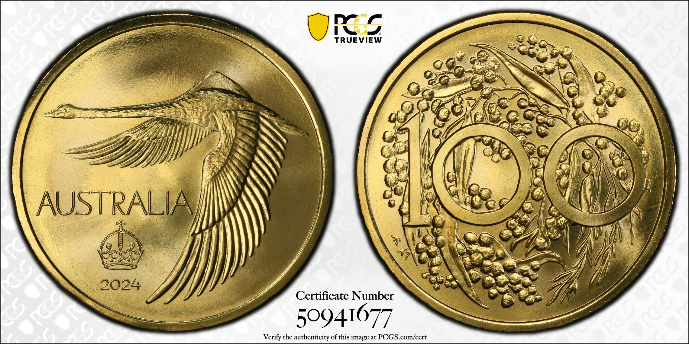 Swan "Pattern Dollar" AlBr ACR 60th Anniversary, Medal, 2024, PCGS MS68