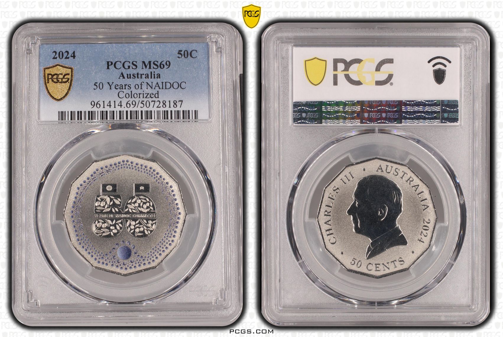 50 Years of NAIDOC - Colorized , Fifty Cent, 2024, PCGS MS69