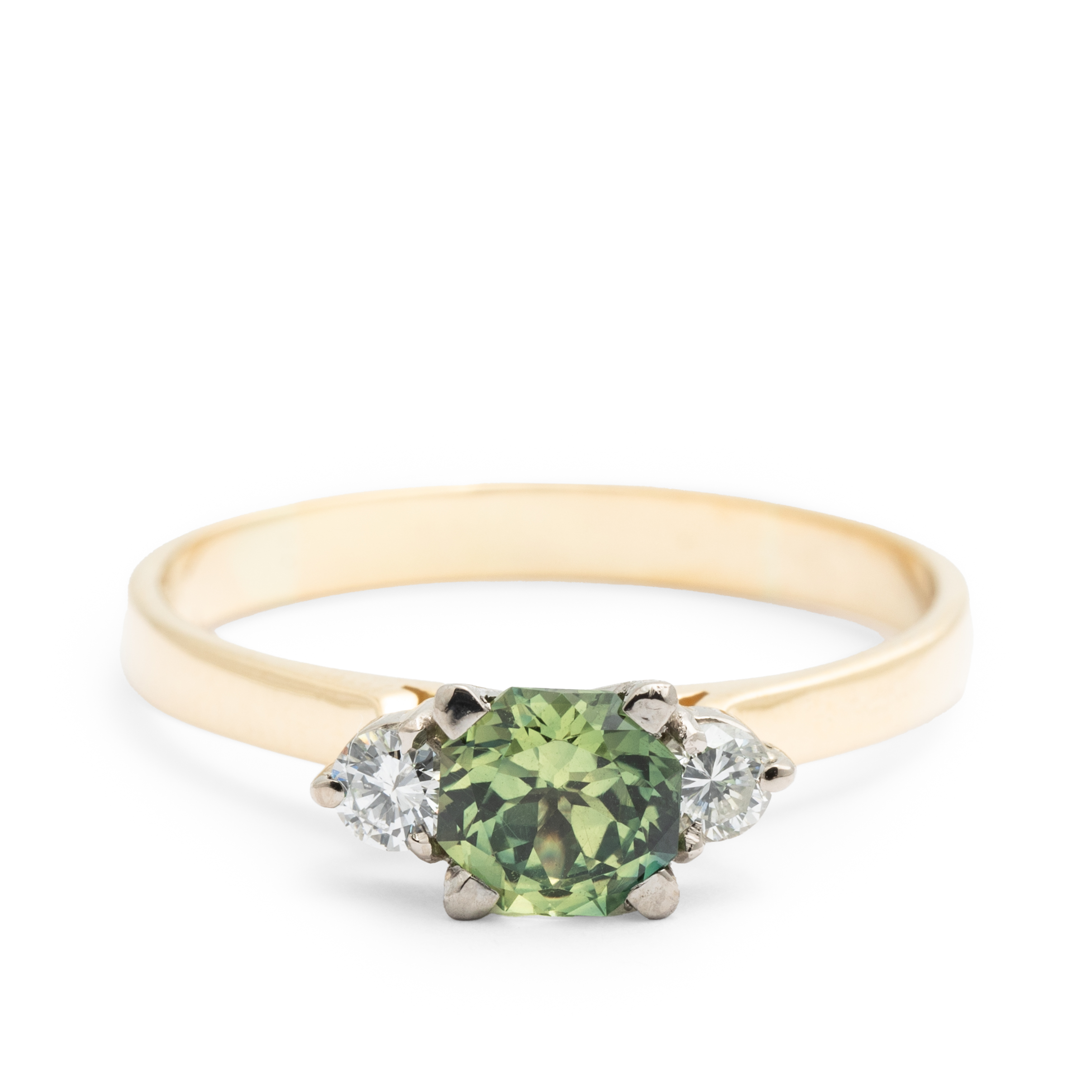 248 · Hexagonal Green Sapphire & Diamond 18ct Gold Ring