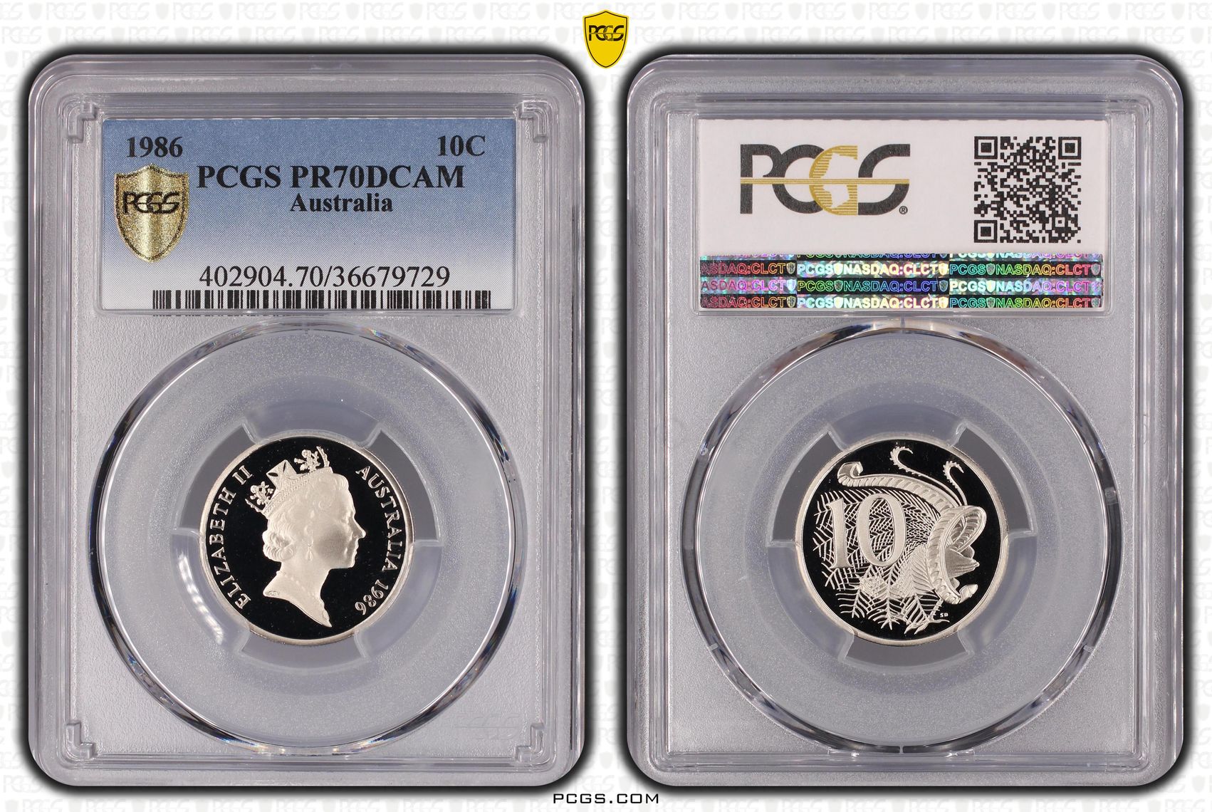 121 · 1986 Australia Ten Cent, 10c PCGS - PR70DCAM POP 27/0 -729