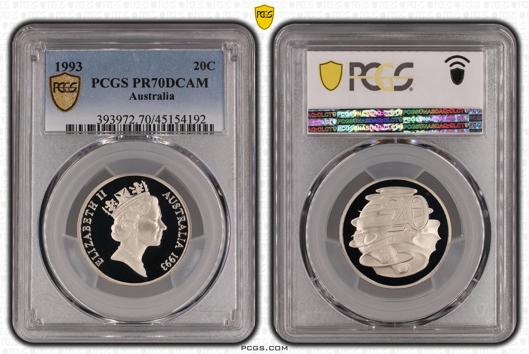 1993 Australia Twenty Cent, 20c PCGS - PR70DCAM POP 20/0 -192