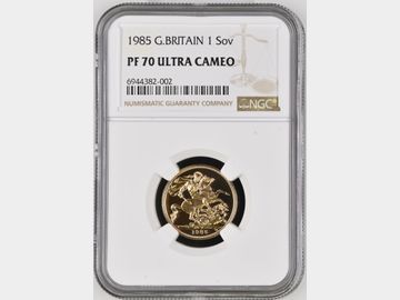 1985 ELIZABETH II PROOF GOLD SOVEREIGN PF70 UCAM TOP POP!