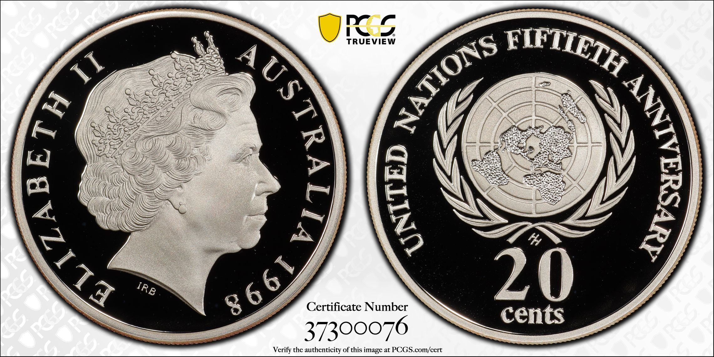 1998 Australia Twenty Cent, 20c Proof U.N. Silver PCGS - PR69DCAM -076
