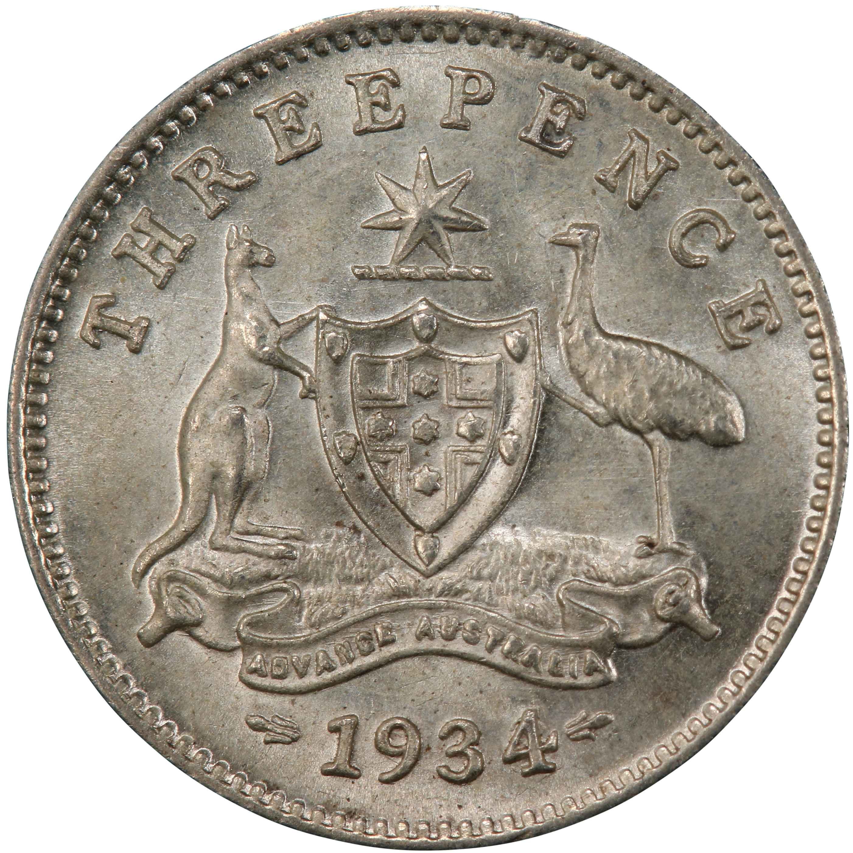 George V, Threepence, 1933/4, MS 65