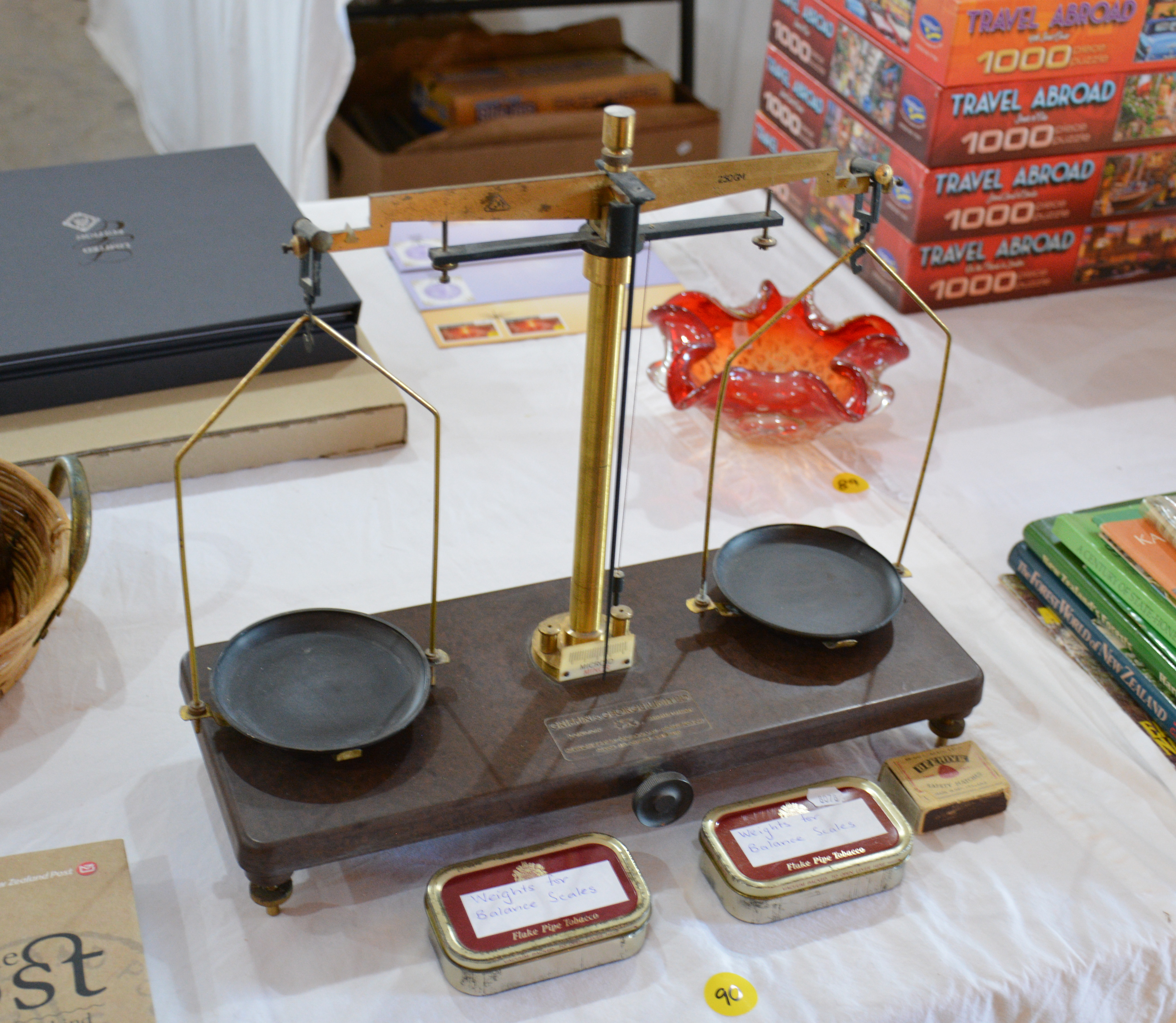 Vintage Balance Scales w Tins of Assorted Weights — NZ auction result