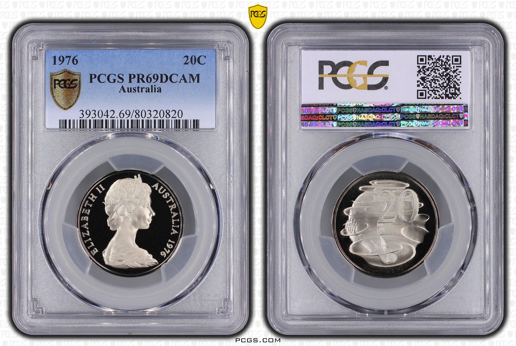 Elizabeth II, Twenty Cent, 1976, PCGS PR69DCAM