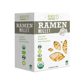 BIG GREEN ORGANIC FOOD- ORGANIC MILLET RAMEN, GLUTEN-FREE, LECTIN-FREE, NON-GMO, VEGAN, WHEAT AND RICE ALTERNATIVE (2.11 OUNCE (5