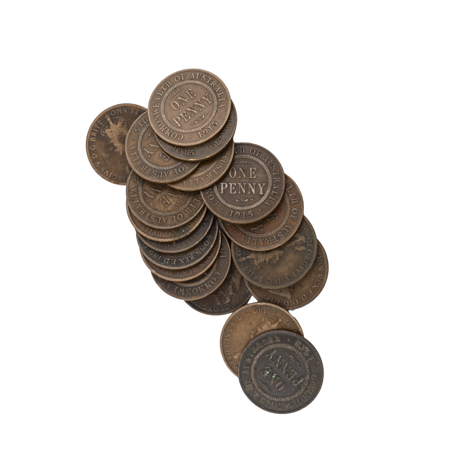 George V, Penny, 1914 - 1915, G - aVF