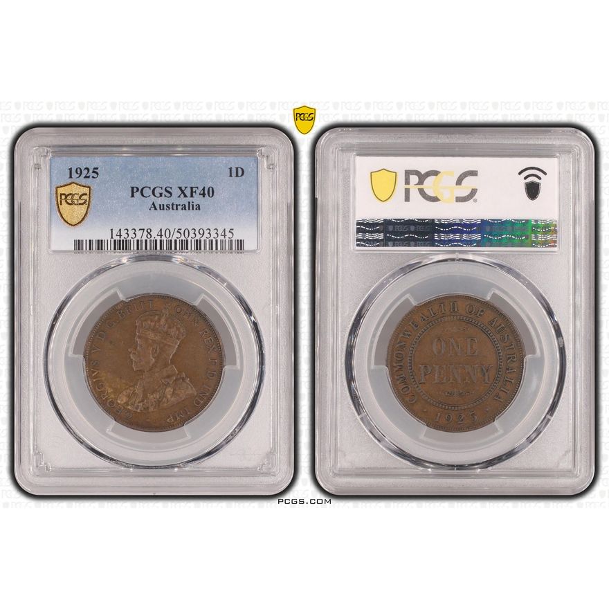 George V, One Penny, 1925, PCGS XF40BN