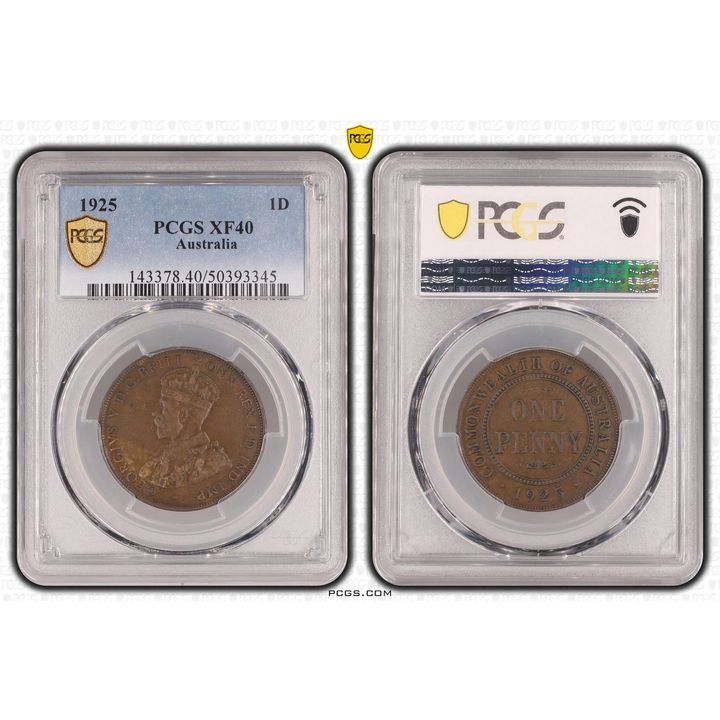 George V, One Penny, 1925, PCGS XF40BN