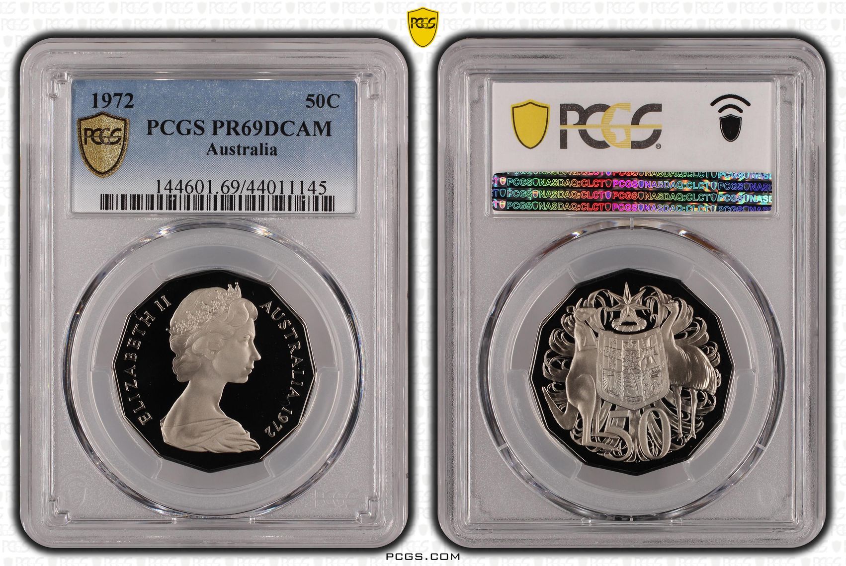 1972 Australia Fifty Cent, 50c PCGS - PR69DCAM -145