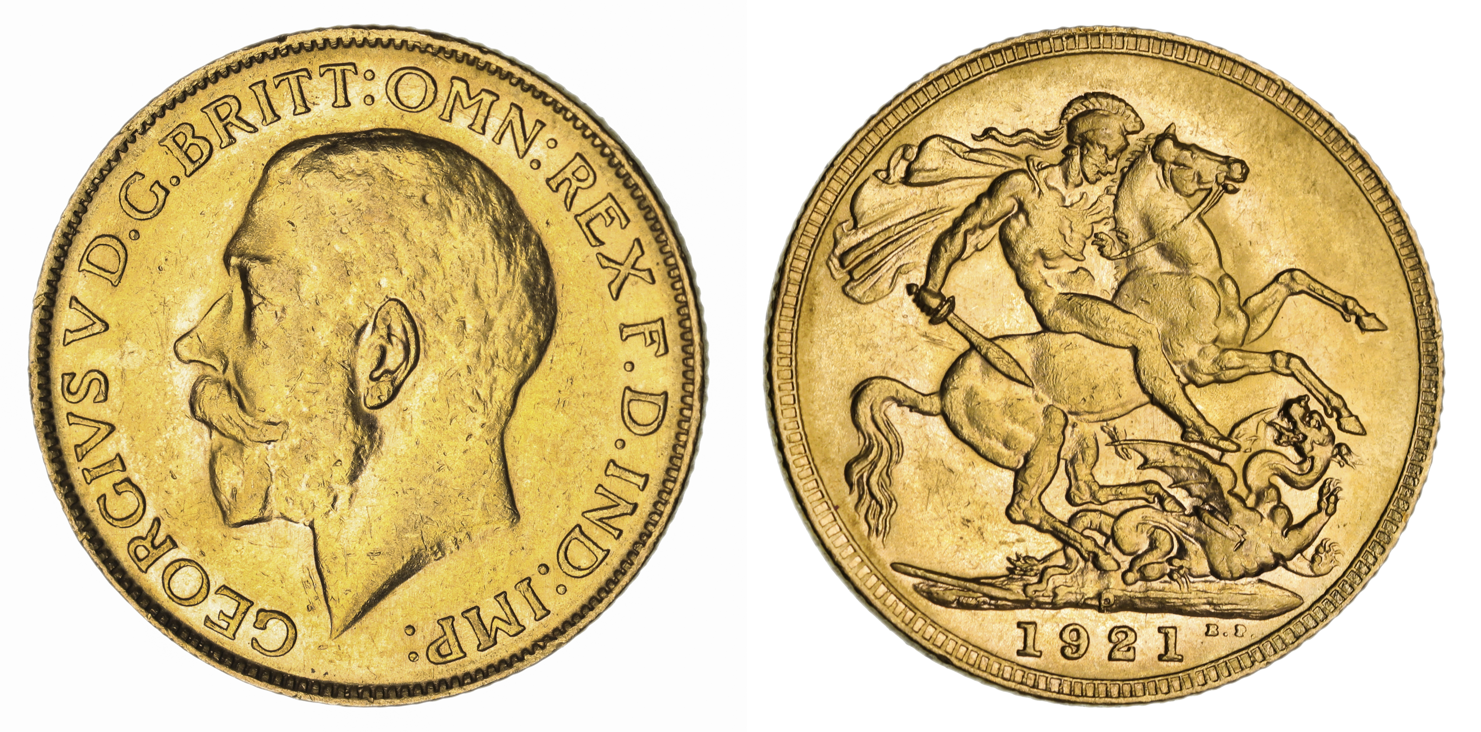 George V, St. George Reverse - Perth Mint, Sovereign, 1921, EF