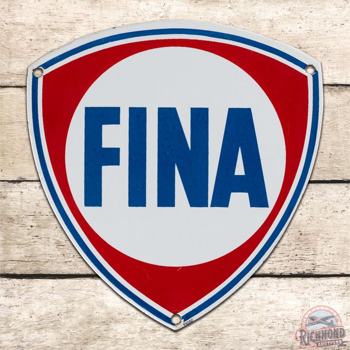 Terrific Fina Gasoline Single Sided Porcelain Pump Plate Sign